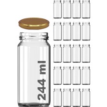Feyza Design 244 ml Metal Kapaklı Şeffaf Uzun Cam Kavanoz 20 Adet