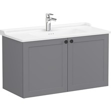 Vitra Root Classic Kapaklı Lavabo Dolabı, 100 Cm, Mat Gri (Klasik Lavabo Dahil) 68745
