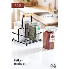 Feyza Design 4'lü Metal Standlı Mika Baharatlık Seti, 250 Cc, Etiket Hediyeli