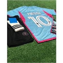 Portego Miami 2023/24 Yeni Sezon Lionel Messi Çocuk Forması Şort Çorap 3'lü Set (Blue-Black)