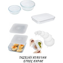 Feyza Design Çeşitli Boyutlarda Silikon Kapaklar, Cam Saklama Kabı Seti, Esnek ve Pratik