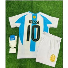 Portego Arjantin 2024/25 Sezon Lionel Messi Çocuk Forması Şort Çorap Bileklik 4'lü Seti