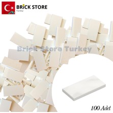 LEGO Yedek PARÇALAR,100 Adet 2x4 Tile Düz Fayans Parçası, Beyaz Renk (White ), 87079