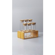 Feyza Design 6'lı Bambu Baharat Takımı, Şık ve Doğal Baharatlık Seti