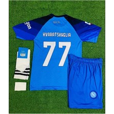 Portego Napoli 2023/24 Yeni Sezon Kvaratshelia Iç Saha Çocuk Forması 4'lü Set