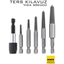 Aesco Bits Uzatmalı Ters Kılavuz 6 Lı Set Saf Çelik Kırık Civata Vida Sökücü