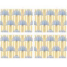 The Grade Amerikan Servis 4'lü Sarı Palmiye Tabak Altlığı Leke Tutmaz Amerikan Servis Ev Dekorasyon