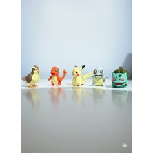 Nuclear Kimya 5'li Pokemon Seti  Mini Figür 4-5 cm Koleksiyonluk  Pikachu Charmander Squirtle Bulbasaur Pidgey