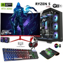 Apphirex Omen X50 Ryzen 5 5500 16GB 512GB M2 SSD RTX3050 Gddr6 24'' 240Hz Curved Masaüstü Oyuncu Bilgisayarı