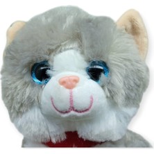 Aesco Sesli Peluş Kedi 25 cm - Gri (Lisinya)
