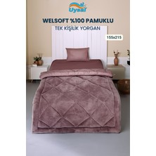 Uysal Yorgan Welsoft %100 Pamuklu Tek Kişilik Yorgan GÜL KURUSU