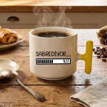 Finka Dekor Sabrediyor Baskılı-Hediyelik Sarı T Seramik Kupa Bardak