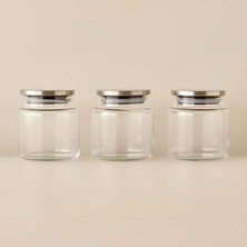 Feyza Design 3'lü 575 ml Cam Kavanoz Seti, Vakumlu Metal Kapaklı, Şık ve Dayanıklı