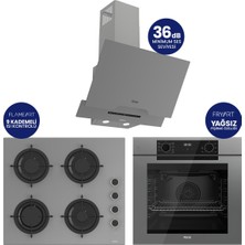 Ferre Fryart Gri Cam Ankastre Set | 9 Kademe Ocak | 7 Fonksiyon Fırın | 36 Db Sessiz