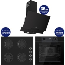 Ferre Fryart Siyah Cam Ankastre Set | 9 Kademe Ocak | 7 Fonksiyon Fırın | 36 Db Sessiz