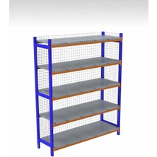 Alanraf 5 Katlı Depo Rafı Tel Kafesli 60X150X200 cm Hafif Rack Raf 300-350 kg Taşıma Kapasiteli