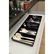 Feyza Design 5 Adet Parlak Siyah Kepçelik Organizer, Şeffaf Çekmece Iç Düzenleyici