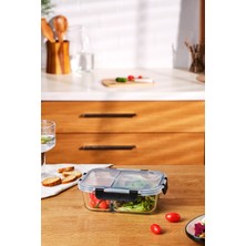 Feyza Design Çiftli 980 ml Borosilikat Saklama Kabı, Dayanıklı ve Şık Tasarım