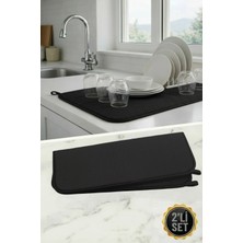 Chandler Home Aquair 2'li Bulaşık Kurutma Matı 35X45 cm | Tezgah Üstü Su Emici - Siyah