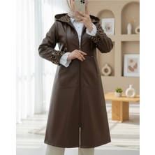 Modamorfo Fermuarlı Kolu Katlamalı Deri Kap  -Kahve