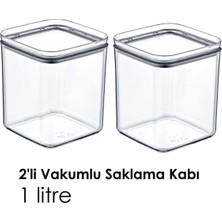 Feyza Design 2'li 1l Kare Vakumlu Saklama Kabı, Sızdırmaz ve Contalı, Çok Amaçlı