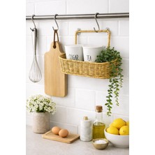 Feyza Design 2'li Rattan Sepetli Akrilik Çay ve Şeker Kavanozu Seti, Çiçekli Hediye