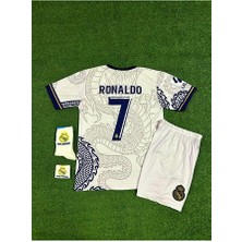 Portego Real Madrid Cristiano Ronaldo Beyaz Dragon Desenli Çocuk Forması 4'lü Set (Armalı)