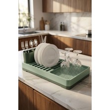Feyza Design Yeşil Çift Parçalı Tezgah Üstü Bulaşıklık (42X26 Cm)
