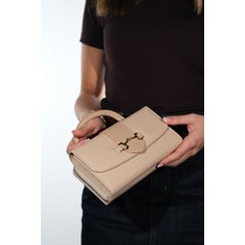 Luvi B35113 Bej Kadın Kartlıklı Kol Çantası