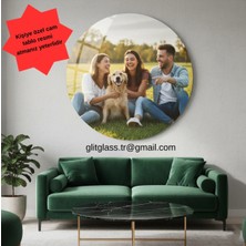 Glitglass Kişiye Özel Fotoğraf Baskılı Yuvarlak Cam Tablo - Istediğiniz Resim Basılır - Modern Duvar Dekoru