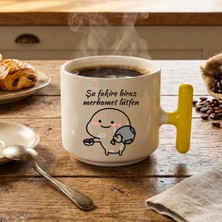 Finka Dekor Şu Fakire Biraz Baskılı-Sarı T Hediyelik Seramik Kupa Bardak