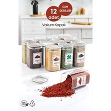 Feyza Design 12'li Mika Baharatlık Seti, Vakum Kapak ve Etiket Hediyeli, 250 ml