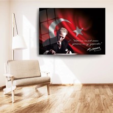 Glitglass Mustafa Kemal Atatürk Cam Tablo - 4mm Temperli Cam - Modern Ofis ve Ev Dekorasyonu