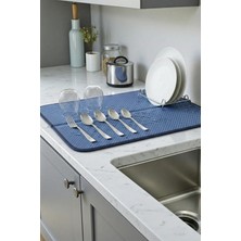 Chandler Home Aquair Bulaşık Kurutma Matı 35X45 cm | Tezgah Üstü Su Emici - Antik Mavi