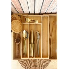 Feyza Design Doğal Bambu Çekmece Içi Kaşıklık 5 ve 7 Bölmeli, Ayarlanabilir, Şık Tasarım