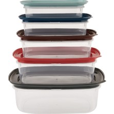 Feyza Design Pratik ve Şık 5'li Opak Saklama Kabı Seti, Mutfağınıza Renk Katar