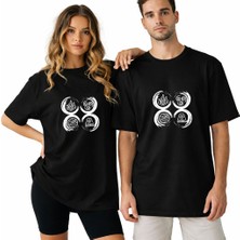 Kidilia Dört Element Görselli Unisex Bisiklet Yaka Tasarım Tshirt