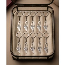 Zaytoon 10\'lu Filistin Haritasi Içinde Kübbatu Alsahra ve Arapça Atasözü Gümüş Rengi Anahtarlık Ünisex A300050-10