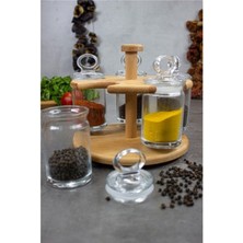 Feyza Design Şık Ahşap 5'li Baharatlık Takımı ve Standı, Şıklık ve Fonksiyonellik