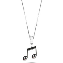 Kayra Gümüş Nota Mineli Beyaz Altın Kaplama Kolye Gms4