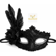 SHC4200 Mey Ithalat® Siyah Tüylü Venedik Lüks Balo Maskesi