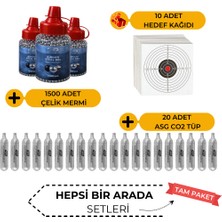 ASG 20 Co2 Tüp, 1.500 4.5mm Bbs Mermi Set Hedef Kağıdı Hediyeli