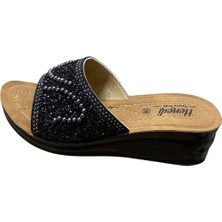 Güven Kundura Kadın Dolgu Topuk Taşlı Terlik