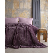 Çift Kişilik Trusty Mürdüm Jakar Desen Battaniye 200X220 cm
