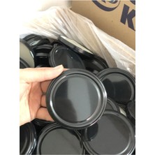 Feyza Design Siyah Metal Konserve Kavanoz Kapağı 82 Mm, 100 Adet Sıkı ve Güvenli