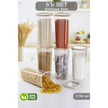 Feyza Design 6'lı Lumia Silikon Kapaklı Kare Erzak Saklama Kabı, 6X1750 ml