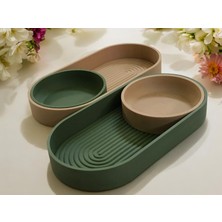 Minimal Tasarım Oval Tepsi & Kase Seti – Çok Amaçlı Kullanım