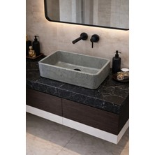 Taş Atölyesi Mermer Desenli Tezgah Üstü Çiftlik Model Taş Lavabo 60 x 40 cm
