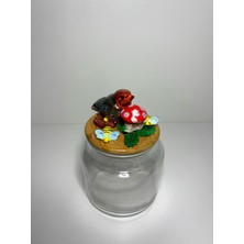 Feyza Design Şık Ahşap Kapaklı Alçı Seramikten Kavanoz, Ev ve Hobi Dekorasyonu