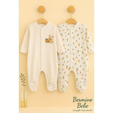 Besmino Tavşan Nakışlı,baskılı Tulum %100 Pamuk